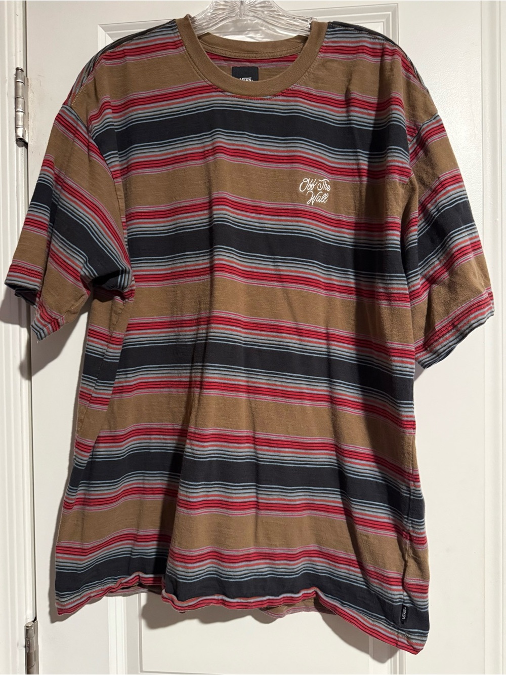Vans Loose Fit "Off The Wall" Striped Tee Shirt Men's Large- skate t shirt